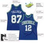 Custom Name & Number Authentic Throwback Basketball Jersey - Personalized Royal White-Kelly Green Design Personalized Royal