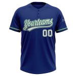 Custom Name and Number Unisex Softball Jersey - Personalized Royal White Kelly Green-Gray Two-Button Design Personalized