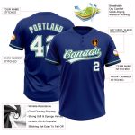 Custom Name and Number Unisex Softball Jersey - Personalized Royal White Kelly Green-Gray Two-Button Design Personalized