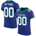 Custom Authentic Football Jersey with Personalized Name & Number - Royal White & Kelly Green Mesh Design Personalized Royal