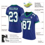 Custom Authentic Football Jersey with Personalized Name & Number - Royal White & Kelly Green Mesh Design Personalized Royal