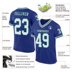 Custom Name and Number Personalized Authentic Football Jersey - Royal White and Kelly Green Mesh Throwback Design Personalized