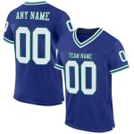 Custom Name and Number Personalized Authentic Football Jersey - Royal White and Kelly Green Mesh Throwback Design Personalized