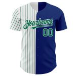 Custom Name and Number Personalized Baseball Jersey - White and Kelly Green Pinstripe Authentic Split Fashion Team Apparel