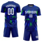 Personalized Sublimation Soccer Jersey in Royal White and Kelly Green Personalized Royal White-Kelly Green Sublimation Soccer