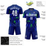 Personalized Sublimation Soccer Jersey in Royal White and Kelly Green Personalized Royal White-Kelly Green Sublimation Soccer