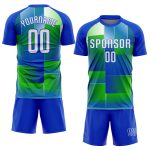 Custom Soccer Jersey with Personalized Name and Number - Royal White-Kelly Green Sublimation Team Uniform Personalized Royal