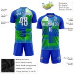 Custom Soccer Jersey with Personalized Name and Number - Royal White-Kelly Green Sublimation Team Uniform Personalized Royal