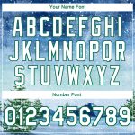 Custom Name Number Personalized Winter Landscape Bomber Jacket 3D Snowy Trees Kelly Green White Varsity Full-Snap Design