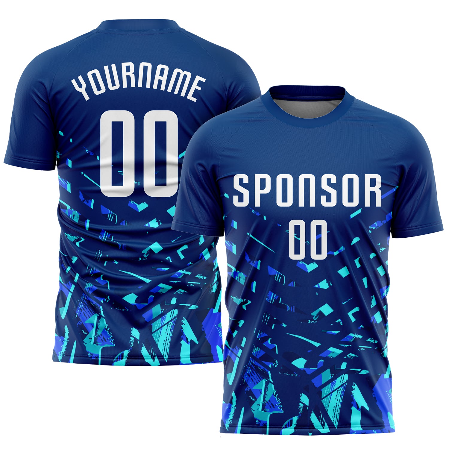 Custom Name and Number Personalized Royal White-Lakes Blue Soccer Uniform Jersey - Team Sublimation Jersey Personalized Royal