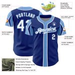 Custom Authentic Baseball Jersey Personalized with Name & Number - Royal White-Light Blue Arm Shapes, 3 Colors Available
