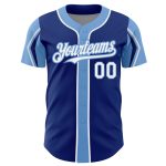 Custom Authentic Baseball Jersey Personalized with Name & Number - Royal White-Light Blue Arm Shapes, 3 Colors Available