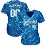 Custom 3D Pattern Baseball Jersey - Personalized Royal White & Light Blue with Team Name and Number Personalized Royal White-Light