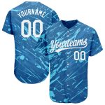 Custom 3D Pattern Baseball Jersey - Personalized Royal White & Light Blue with Team Name and Number Personalized Royal White-Light