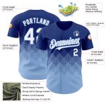 Custom Baseball Jersey with Personalized Name and Number, Royal White Light Blue 3D Gradient Square Design Personalized Royal