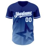 Custom Name and Number Baseball Jersey - Personalized Royal White-Light Blue Twinkle Star 3D Gradient Design Personalized