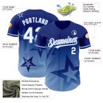Custom Name and Number Baseball Jersey - Personalized Royal White-Light Blue Twinkle Star 3D Gradient Design Personalized