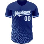 Custom Name Number Baseball Jersey - Personalized Leopard Print Fade with 3D Royal White-Light Blue Design Personalized Royal