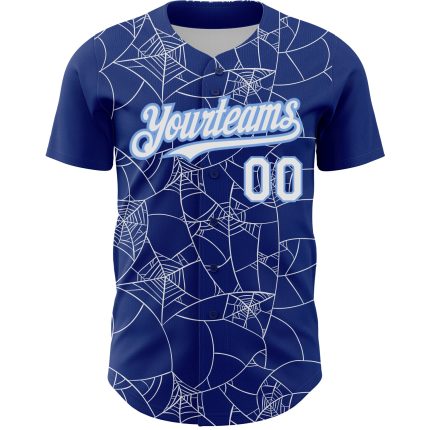 Custom Name and Number Baseball Jersey - Personalized White-Light Blue 3D Spider Web Design, Authentic Team Apparel Personalized