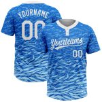 Custom Name and Number Unisex Softball Jersey - Personalized Royal White Light Blue 3D Pattern Two-Button Design Personalized
