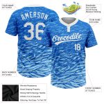 Custom Name and Number Unisex Softball Jersey - Personalized Royal White Light Blue 3D Pattern Two-Button Design Personalized