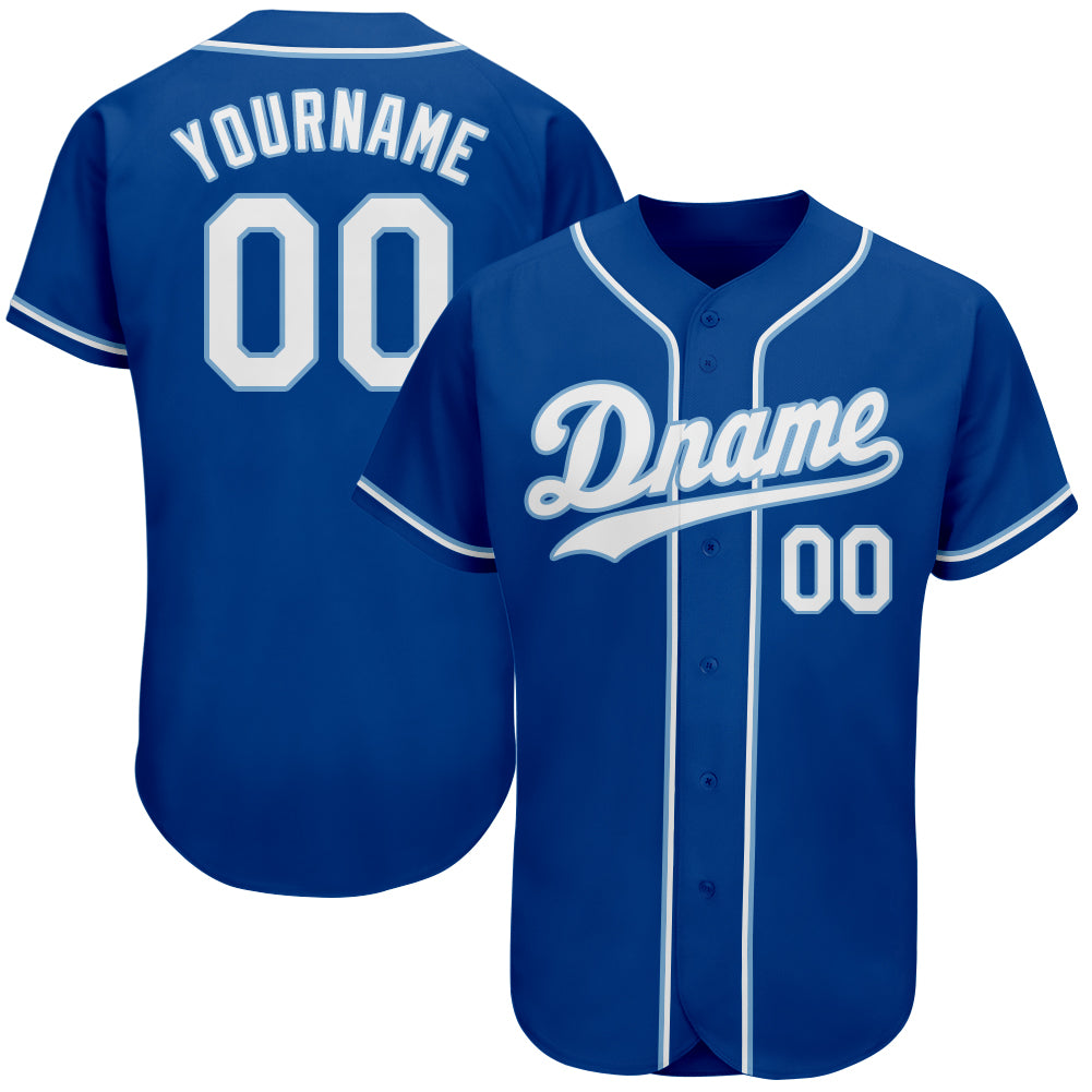Personalized Authentic Baseball Jersey in Royal Blue and White Design Personalized Royal White-Light Blue Authentic Baseball
