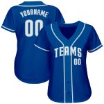 Custom Name and Number Authentic Baseball Jersey - Personalized Royal White and Light Blue Team Jersey Personalized Royal