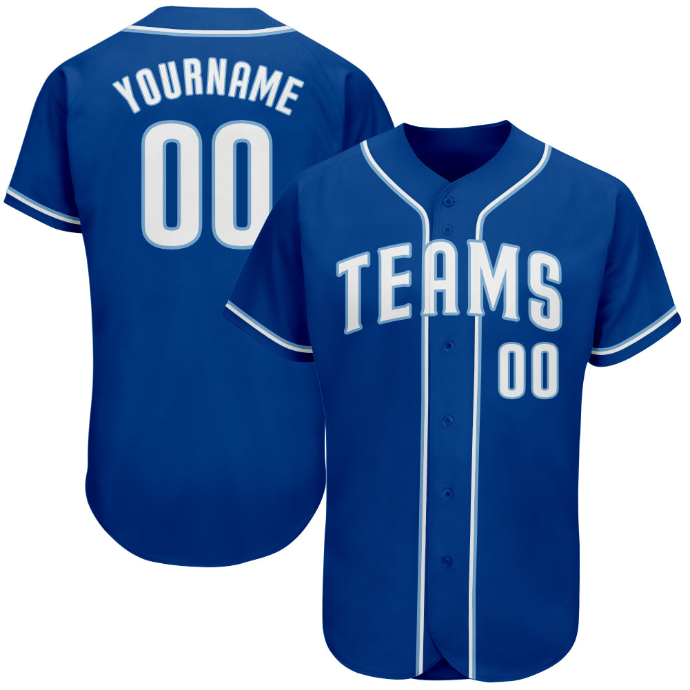 Custom Name and Number Authentic Baseball Jersey - Personalized Royal White and Light Blue Team Jersey Personalized Royal