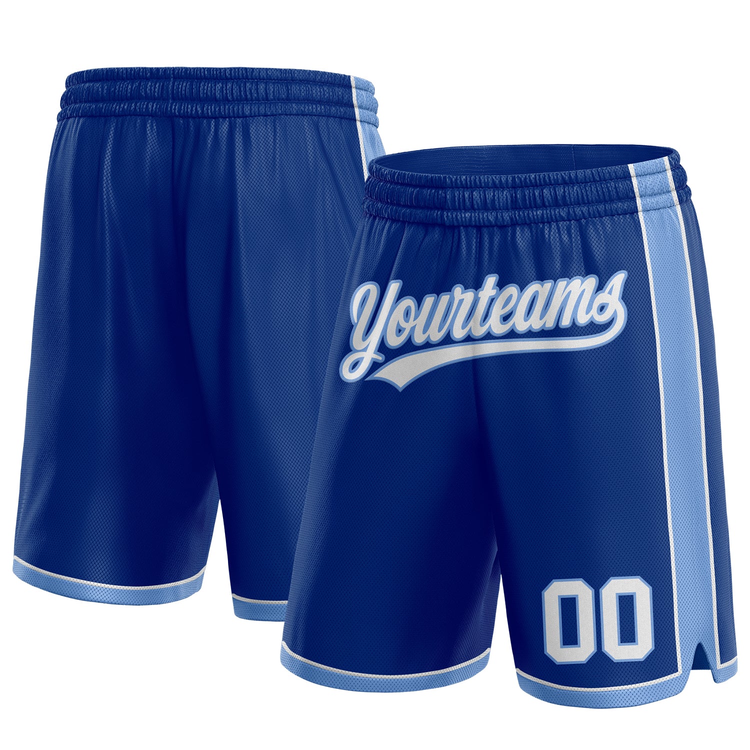 Custom Personalized Basketball Shorts with Team Name and Number - Royal White and Light Blue Personalized Royal White-Light
