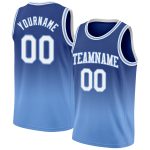 Custom Name and Number Personalized Basketball Jersey in Royal White and Light Blue Fade Fashion Personalized Royal White-Light