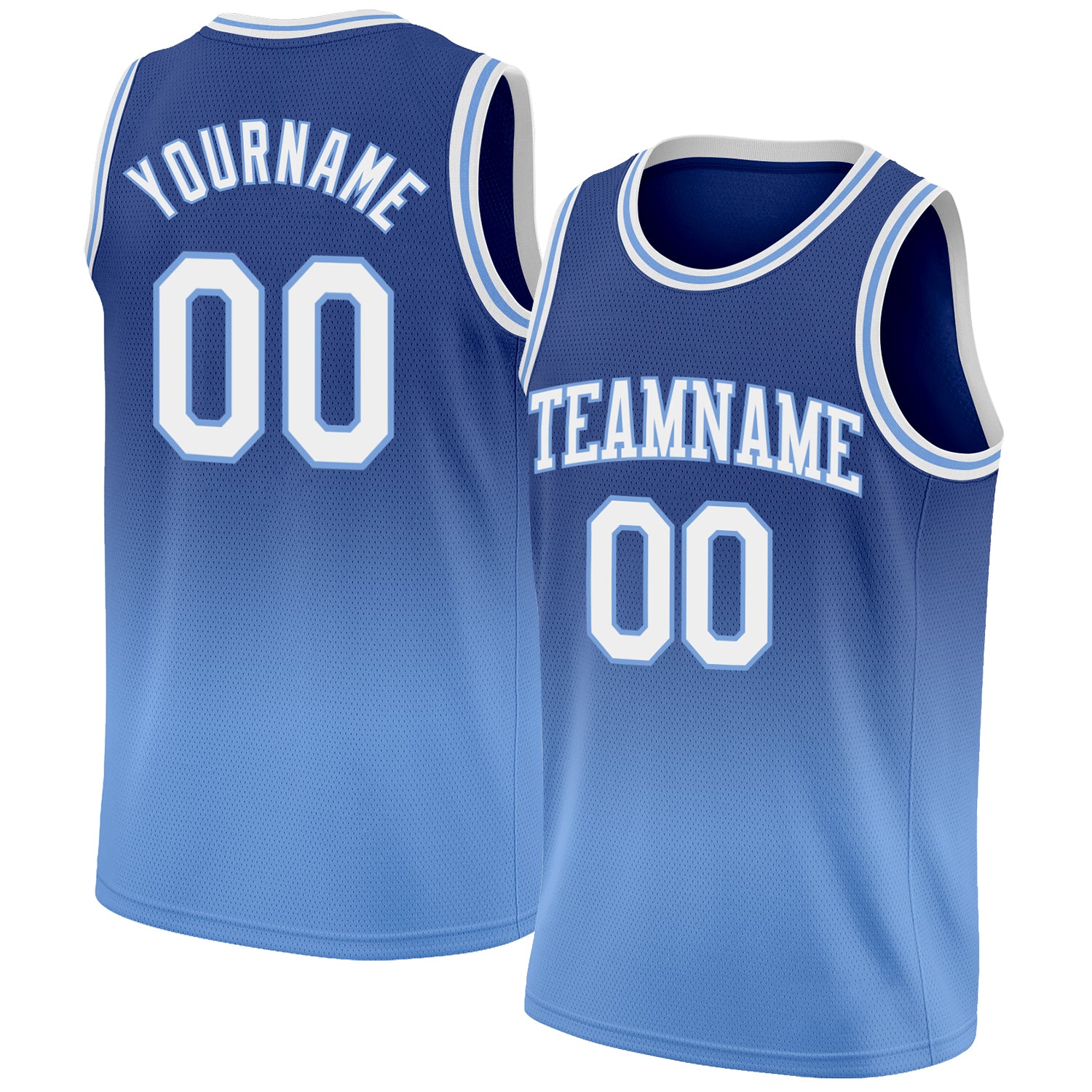 Custom Name and Number Personalized Basketball Jersey in Royal White and Light Blue Fade Fashion Personalized Royal White-Light
