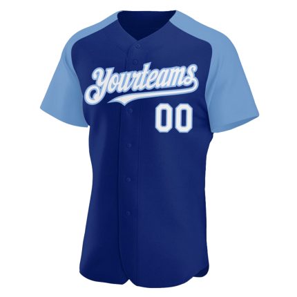 Custom Name and Number Personalized Baseball Jersey - Royal White-Light Blue Authentic Raglan Sleeves Personalized Royal
