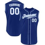Custom Name Number Sleeveless Baseball Jersey - Personalized Authentic Royal White Light Blue Team Apparel Personalized Royal
