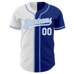 Personalized Authentic Baseball Jersey Team Custom Name Number - Royal White Light Blue Split Fashion Design Personalized