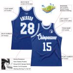 Personalized Authentic Basketball Jersey in Royal White-Light Blue - Throwback Style Personalized Royal White-Light Blue