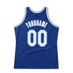 Personalized Authentic Basketball Jersey in Royal White-Light Blue - Throwback Style Personalized Royal White-Light Blue