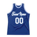 Personalized Authentic Basketball Jersey in Royal White-Light Blue - Throwback Style Personalized Royal White-Light Blue