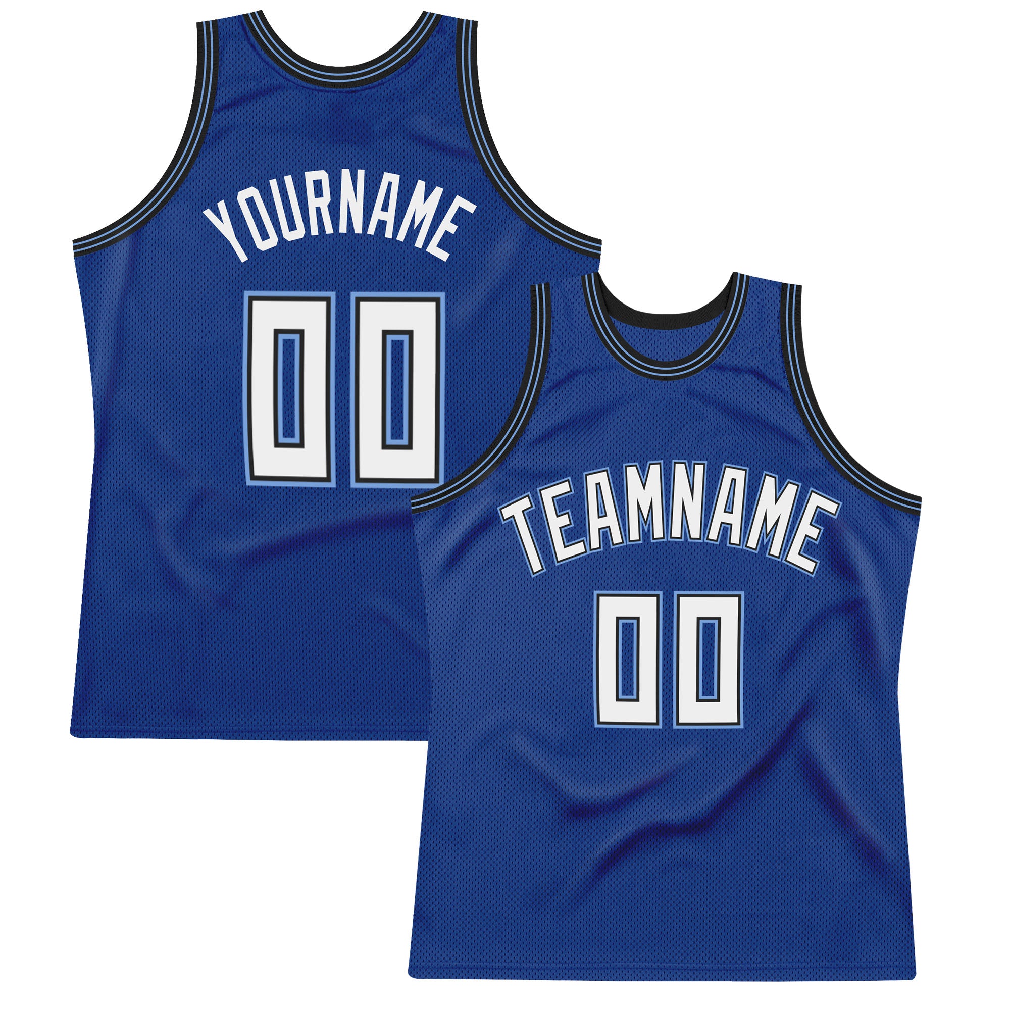 Custom Name and Number Personalized Royal White Light Blue Basketball Jersey - Authentic Throwback Design Personalized Royal