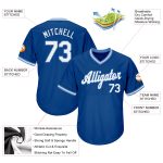 Personalized Authentic Baseball Jersey Shirt - Royal White-Light Blue Throwback Rib-Knit Design Personalized Royal White-Light