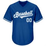 Custom Name Number Royal White Light Blue Rib-Knit Baseball Jersey Shirt - Personalized Authentic Throwback Team Apparel