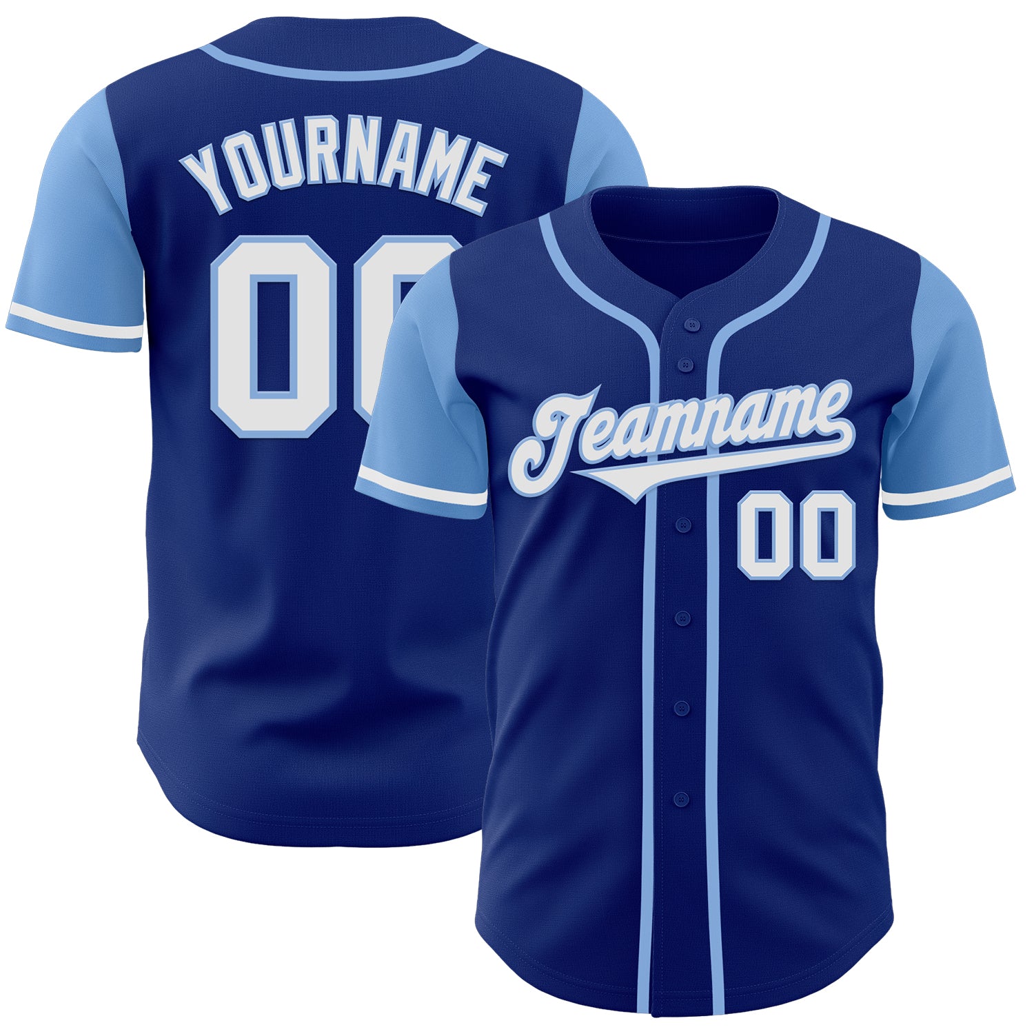 Custom Name Number Authentic Two Tone Baseball Jersey - Personalized Royal White Light Blue Personalized Royal White-Light
