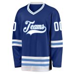 Custom Name and Number Hockey Jersey in Royal White and Light Blue - Personalized Team Apparel Personalized Royal White-Light