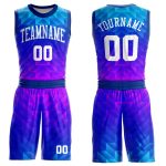 Custom Basketball Jersey with Personalized Name and Number, Royal White Light Blue Hot Pink Round Neck Sublimation Suit Personalized