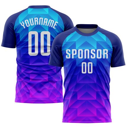 Personalized Soccer Jersey with Custom Name & Number in Royal White, Light Blue & Hot Pink Sublimation - Team Uniform Personalized