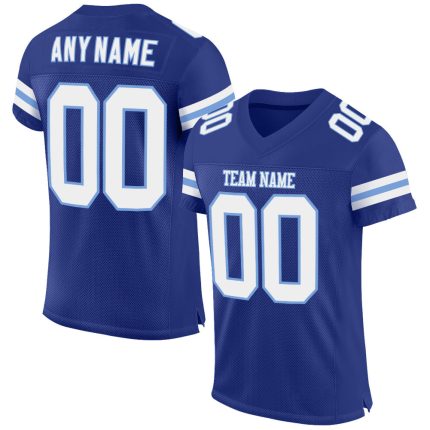 Custom Name Number Personalized Authentic Football Jersey - Royal White Light Blue Mesh Personalized Royal White-Light Blue