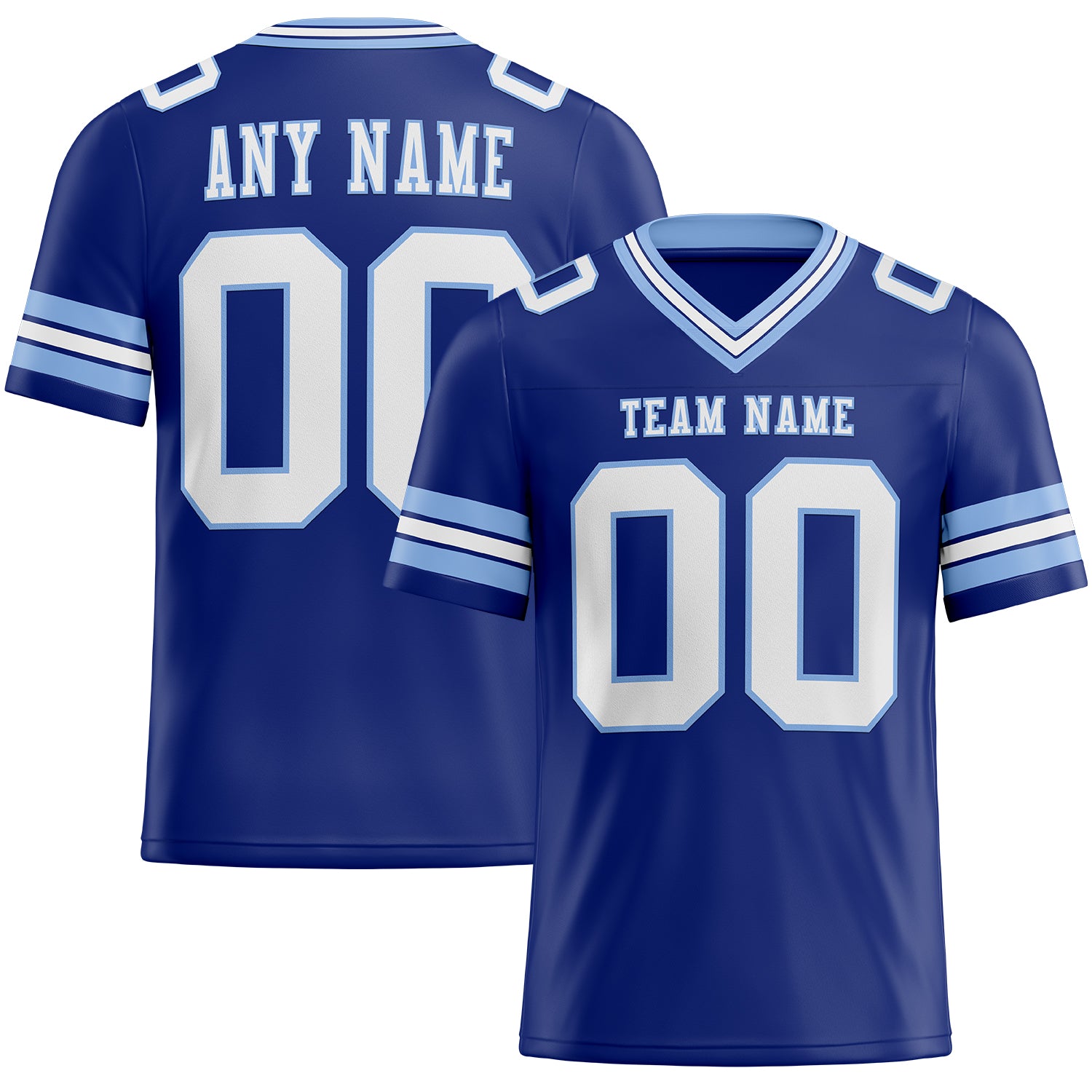Personalized Light Blue White Mesh Football Jersey - Authentic Custom Design Personalized Royal White-Light Blue Mesh Authentic
