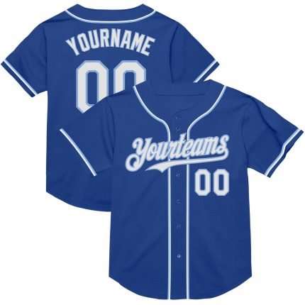 Custom Name and Number Baseball Jersey - Personalized Royal White-Light Blue Mesh Authentic Throwback Personalized Royal