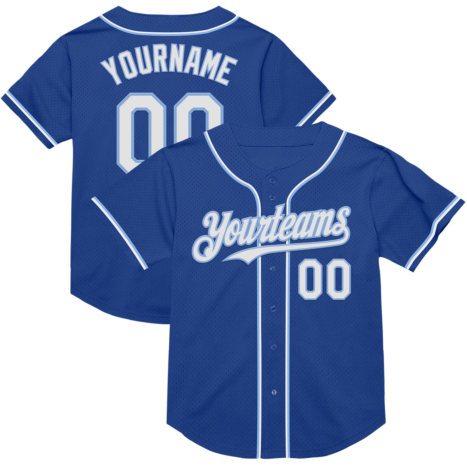 Custom Name and Number Baseball Jersey - Personalized Royal White-Light Blue Mesh Authentic Throwback Personalized Royal