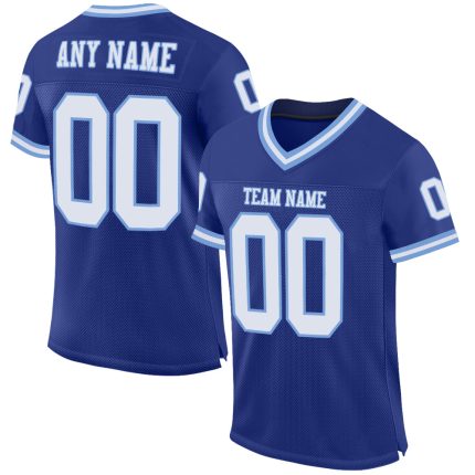 Customizable Authentic Throwback Football Jersey - Personalized Royal White-Light Blue Mesh with Name and Number Personalized