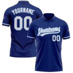 Custom Name and Number Personalized Royal White-Light Blue Vapor Golf Polo Shirt - Performance Wear for Team Sports Personalized
